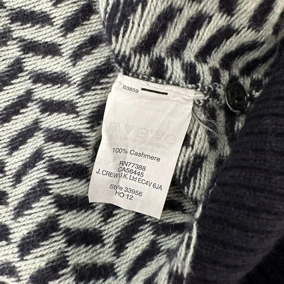 J. Crew Women Italian Cashmere Navy Blue and Mint Green Cropped Sleeve Sweater S - Picture 5 of 9